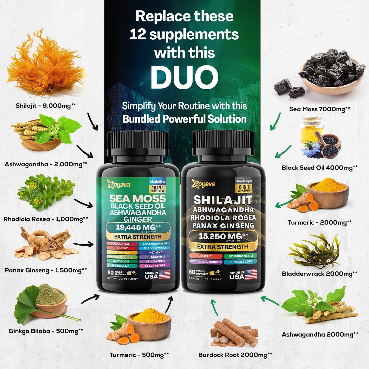 Dynamic Vitality Boost Duo Supplement – Sea Moss & Shilajit