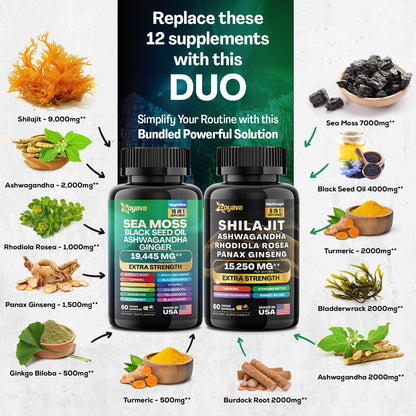Dynamic Vitality Boost Duo Supplement – Sea Moss & Shilajit